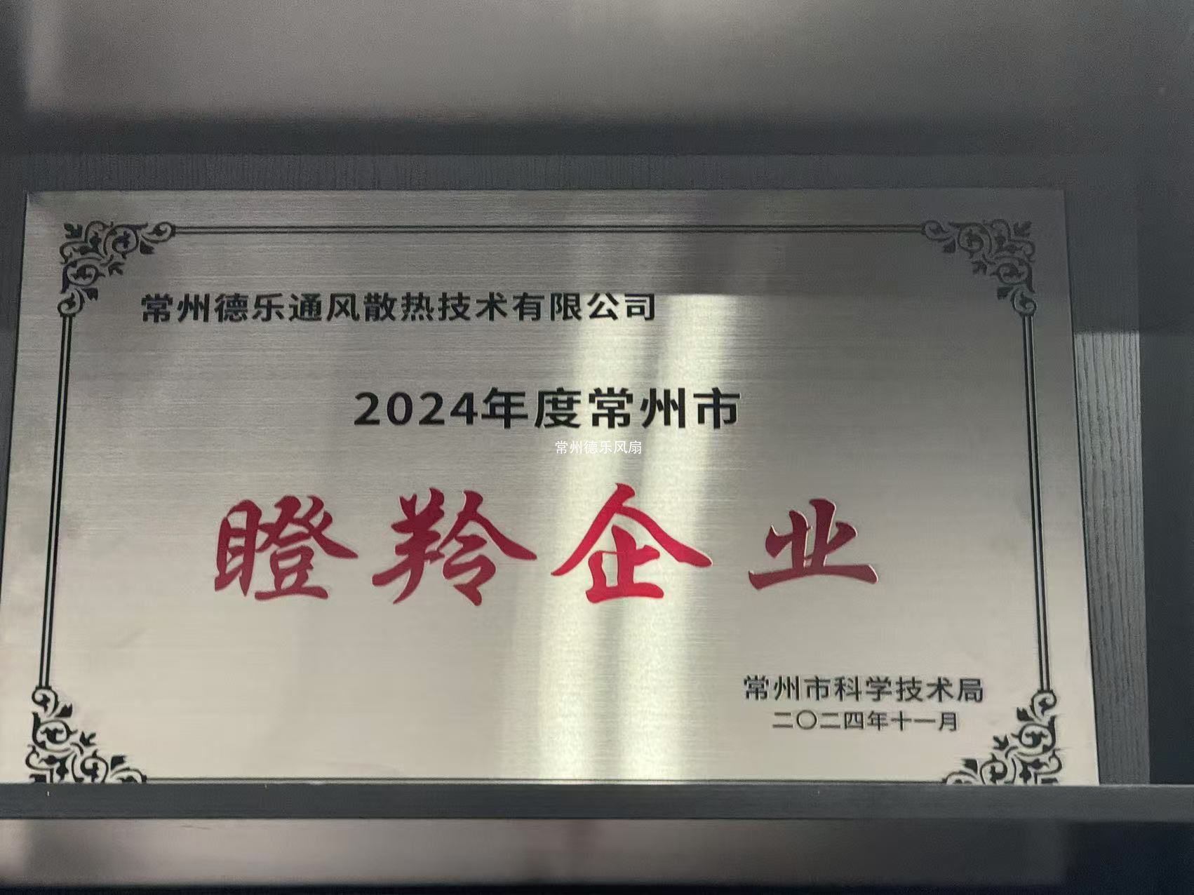 瞪羚企业荣誉证书